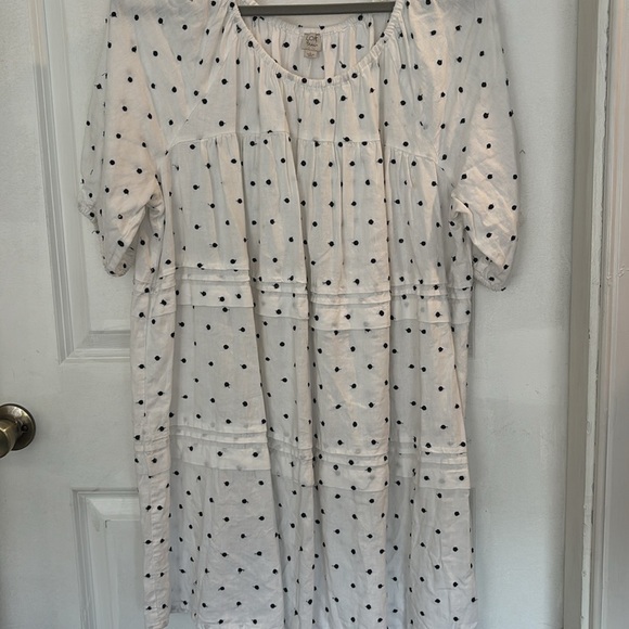 Loft black and white Polka dot dress sz large/tiered mini - Picture 2 of 4